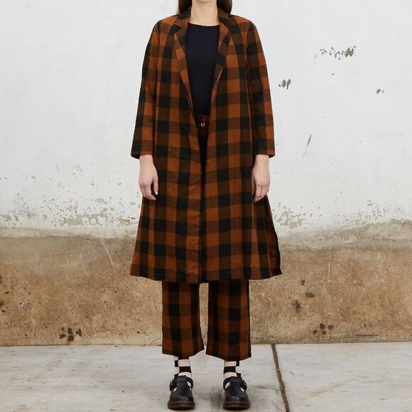 Ali Golden Brown Jacket Notch Silk Jacket Copper Plaid Size XS - Picture 1 of 9